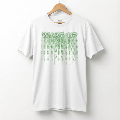 Wake Up Glitch Tee — Matrix-Inspired Cyberpunk Sci‑Fi T-Shirt for Tech & Movie Fans