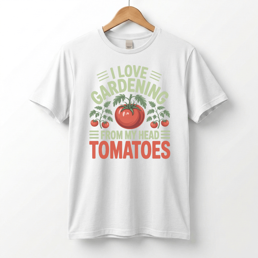 I Love Gardening From My Head Tomatoes T-Shirt | Funny Plant Lover Tee