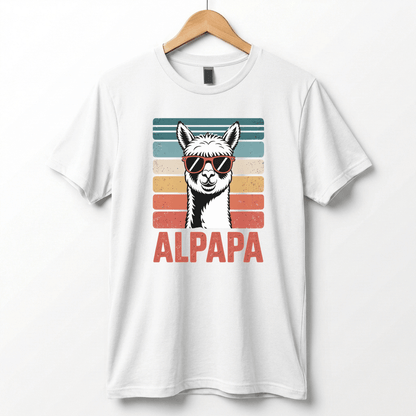 Alpapa Retro Alpaca Dad T-Shirt - Funny Father's Day Gift for Dads - Vintage Pun Shirt